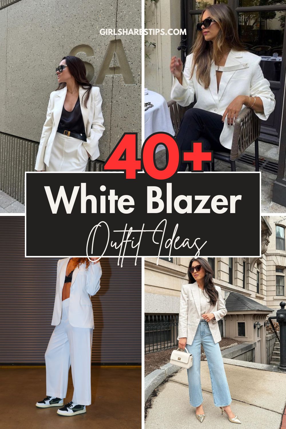 white blazer outfit ideas for women collage