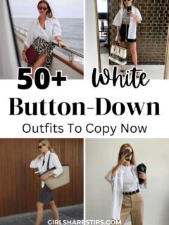 white button down shirt outfit ideas collage