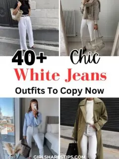 white jeans outfit ideas collage