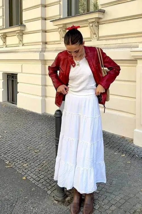 white long skirt outfit