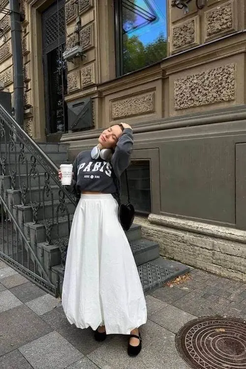 white long skirt outfit