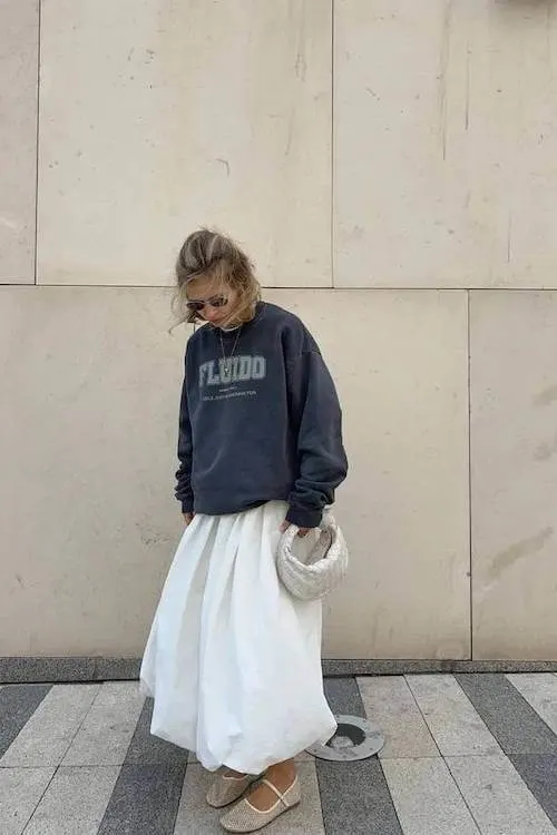 white long skirt outfit