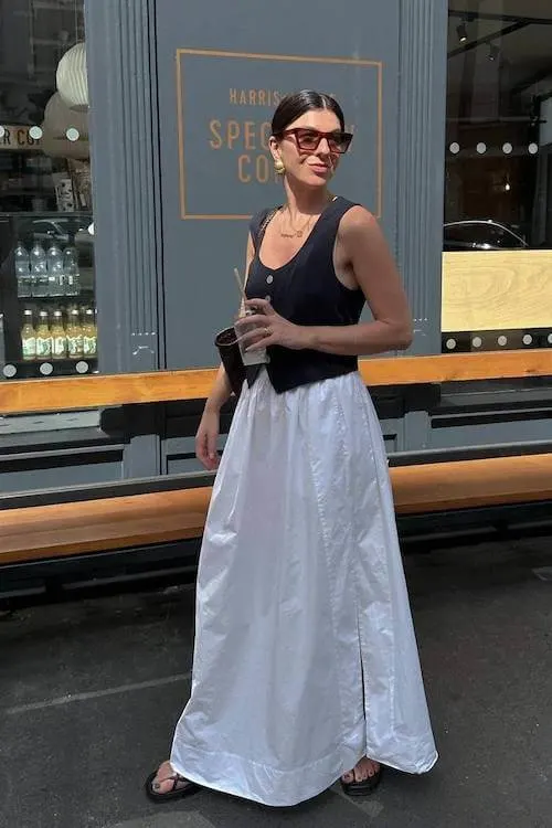 white long skirt outfit
