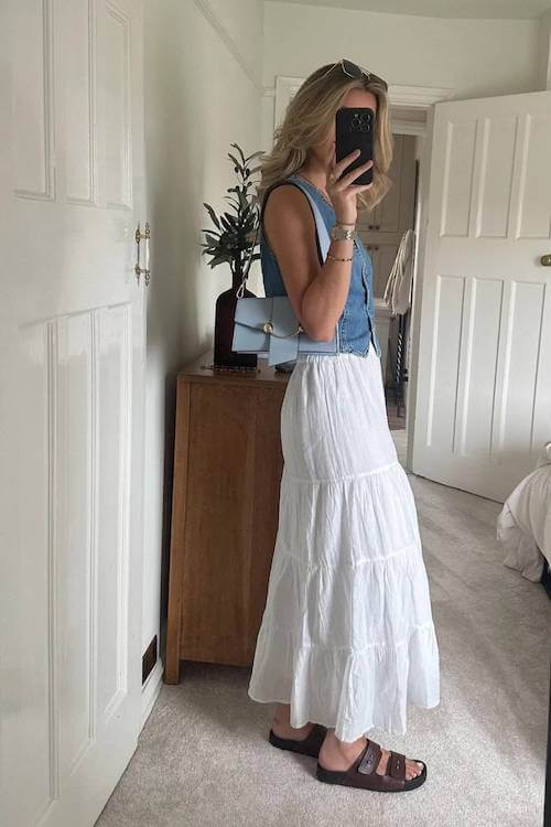 white long skirt outfit