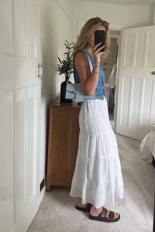 white long skirt outfit