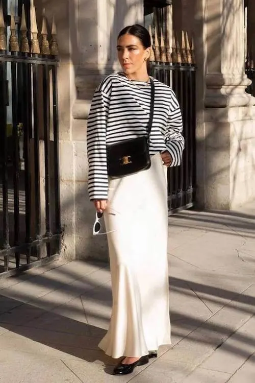 white long skirt outfit