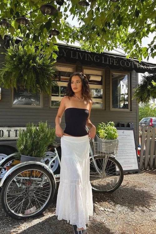 white long skirt outfit