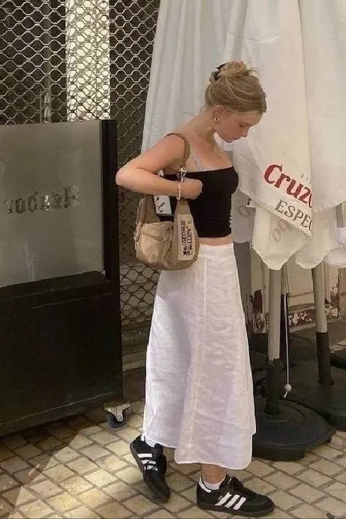 white long skirt outfit
