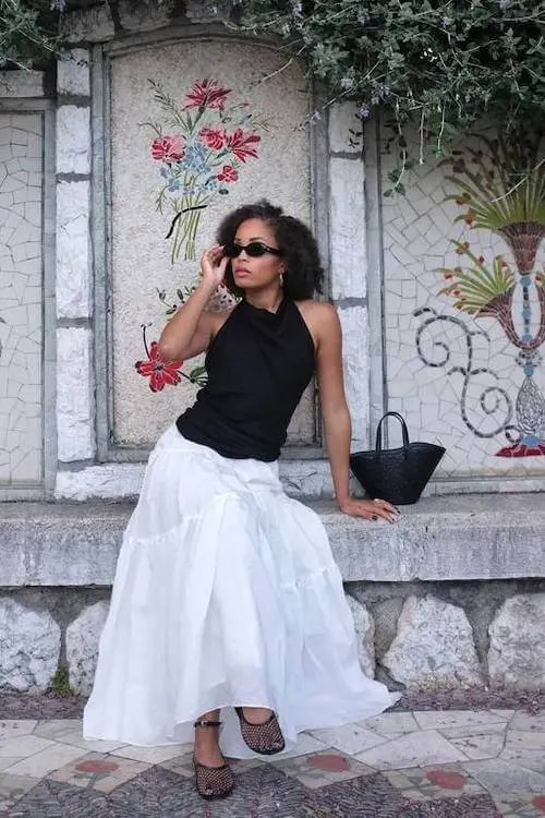 white long skirt outfit