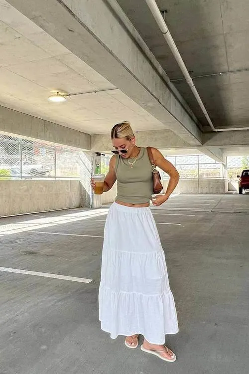 white long skirt outfit