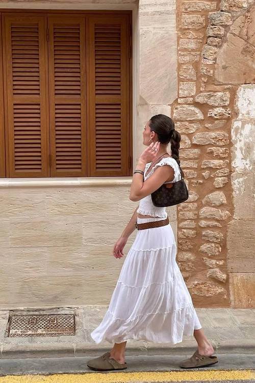 white long skirt outfit