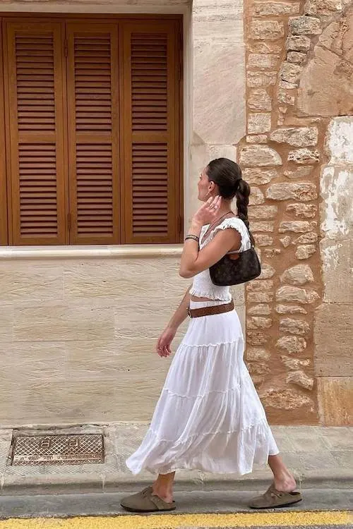 white long skirt outfit