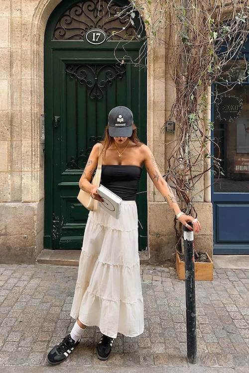 white long skirt outfit