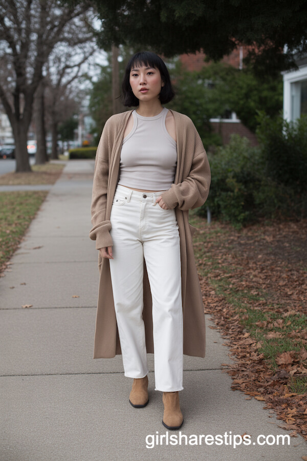 Duster Cardigan with Straight Pants