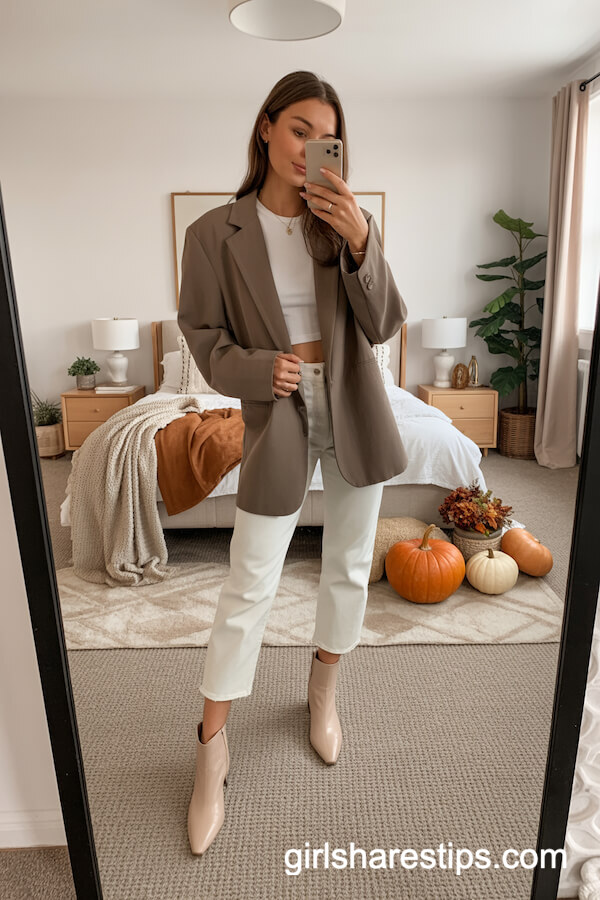 Oversized Blazer with Cropped Jeans
