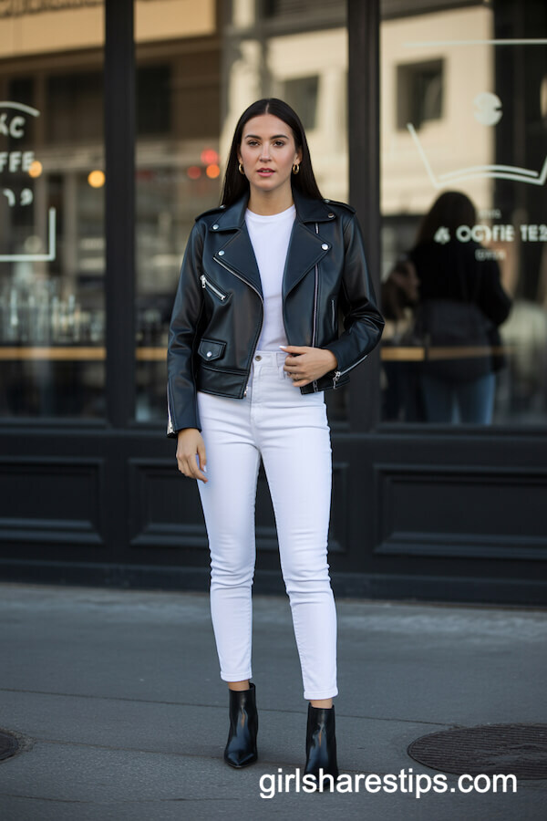 Leather Jacket White Skinny Jeans