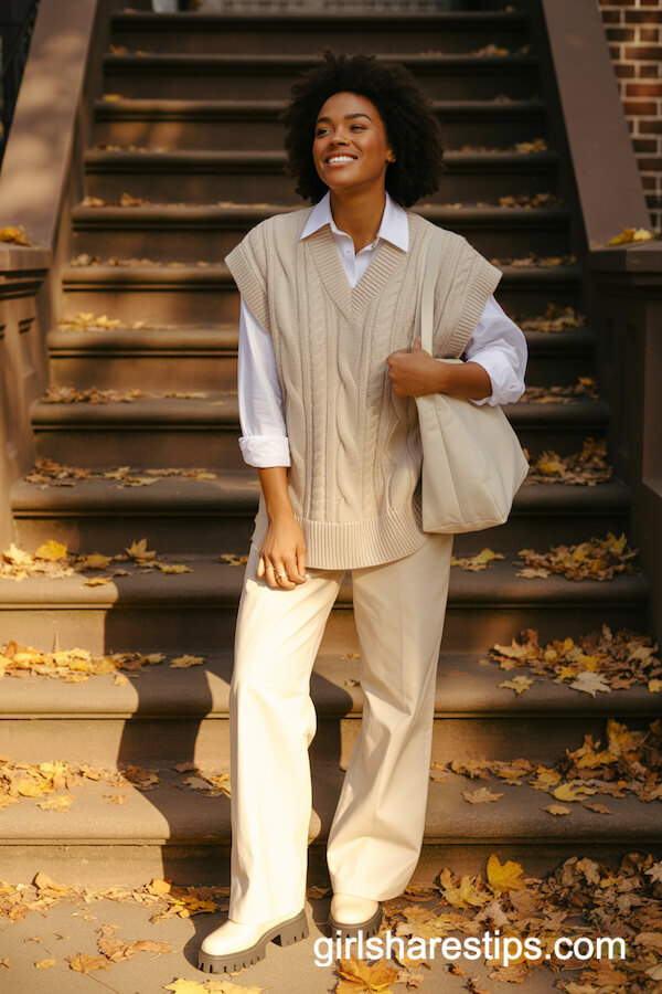 Sweater Vest with White Button-Down