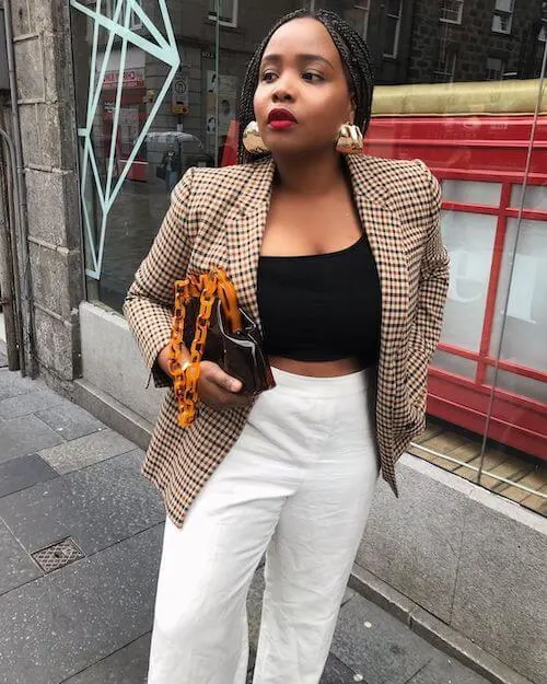 White pants outfit plus size sales