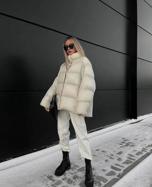 white puffer jacket outfit