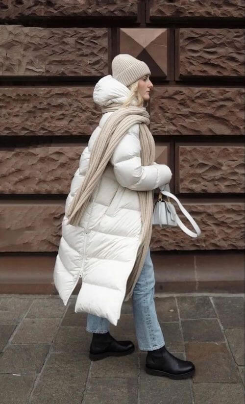 white puffer jacket outfit