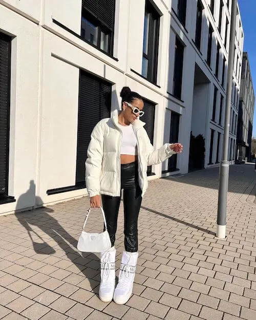 white puffer jacket outfit