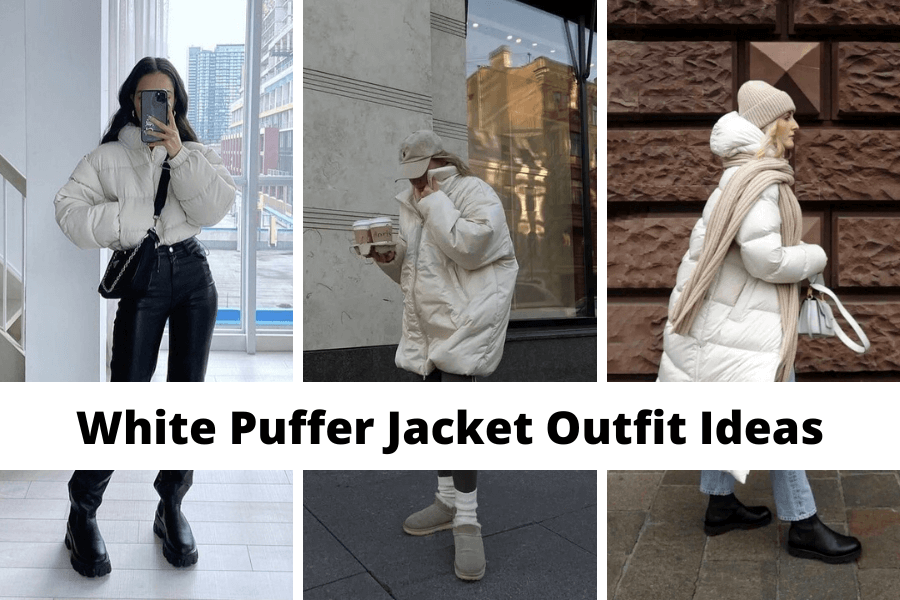 white puffer jacket outfit ideas