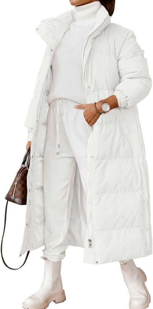 white puffer jacket outfit ideas