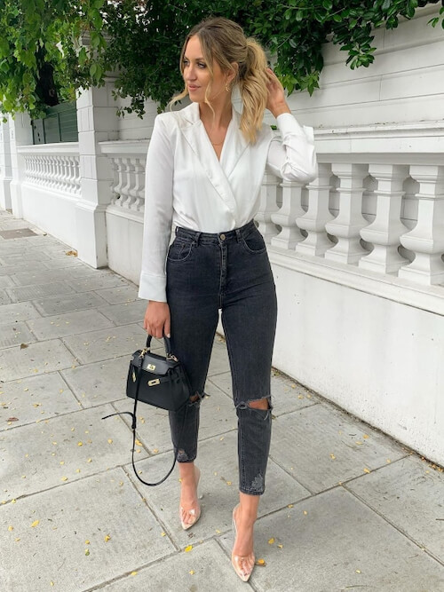 white shirt and jeans outfit