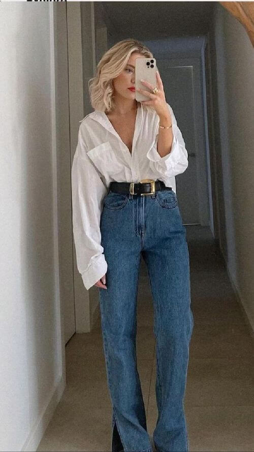 white shirt and jeans outfit