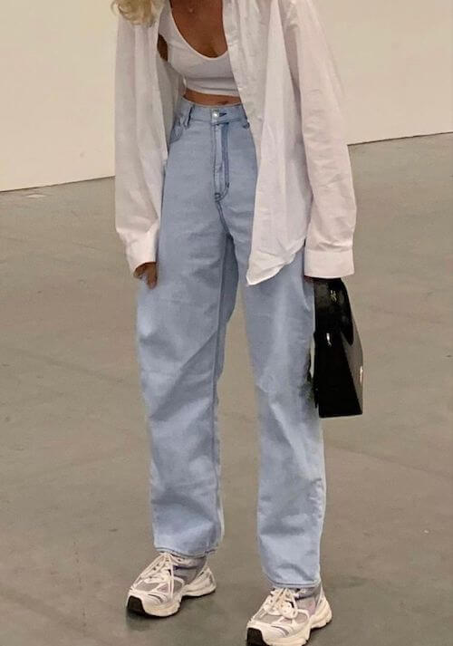 white shirt and jeans outfit