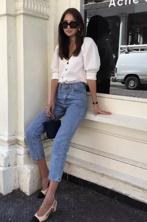 white shirt and jeans outfit