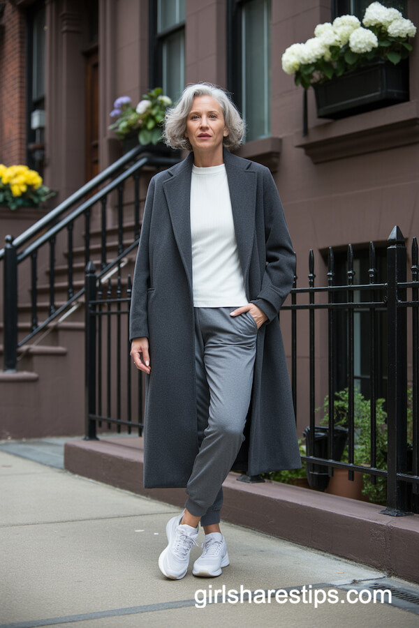 Charcoal Coat With Jogger Pants Style