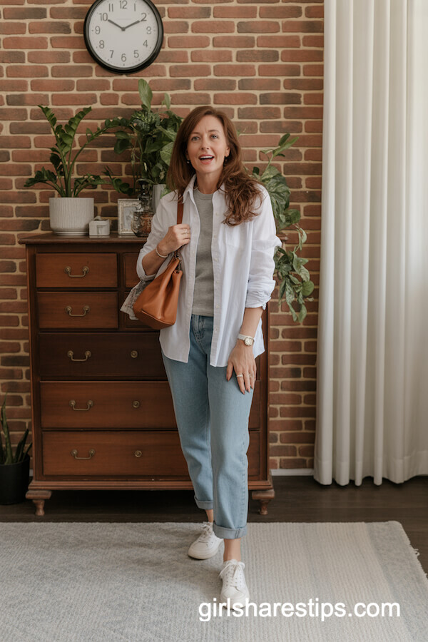 Relaxed White Shirt And Jeans Combo