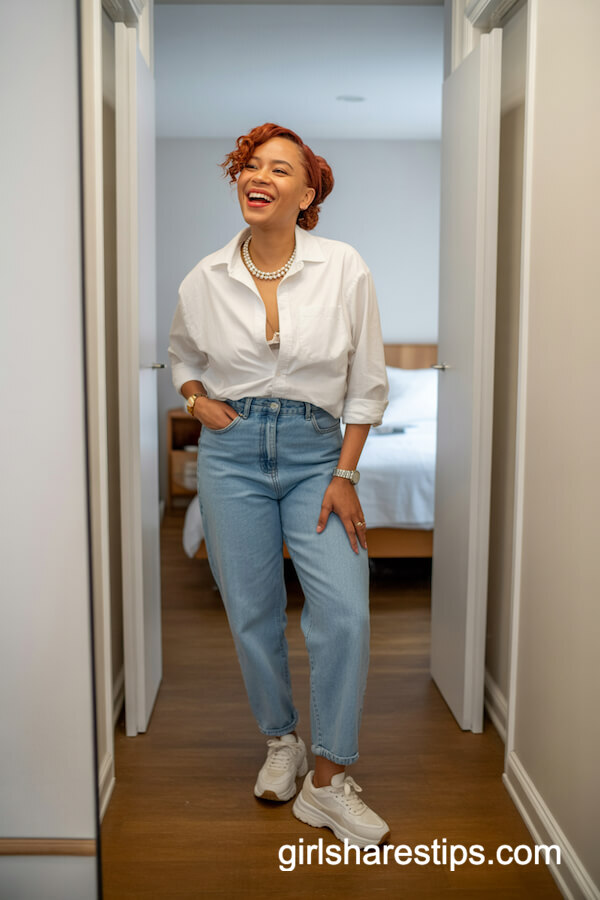 Classic White Shirt With Blue Jeans