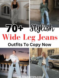 wide leg jeans outfit ideas collage