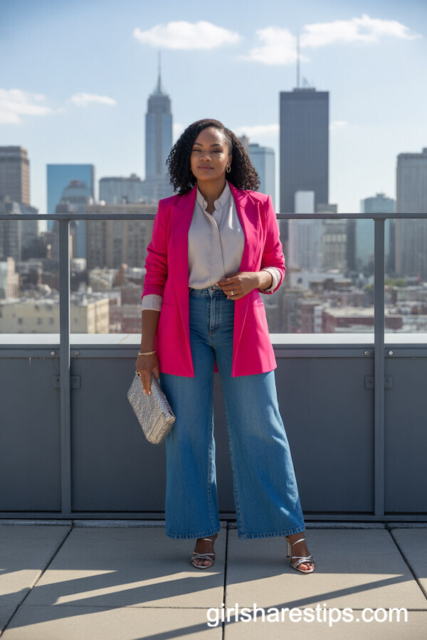 Bold Blazer & Wide Leg Jeans