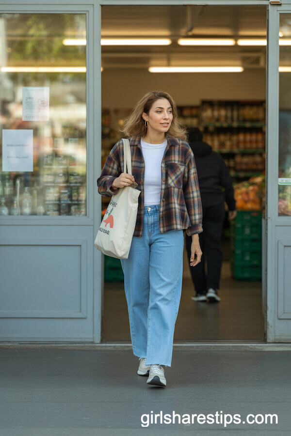 Plaid Shirt & Casual Blue Jeans