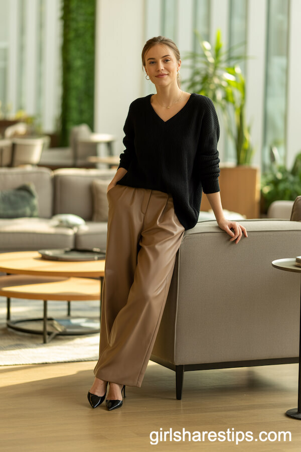 wide leg pants outfit ideas for work