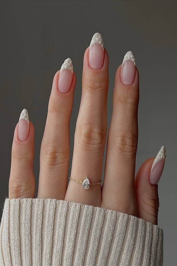 White 3D French Nails