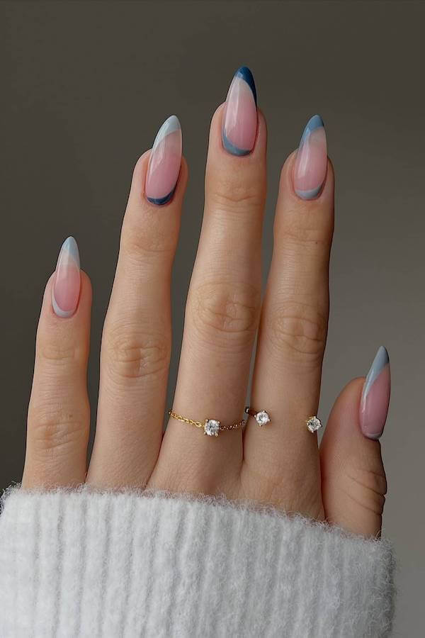 French Blue Tip Nails