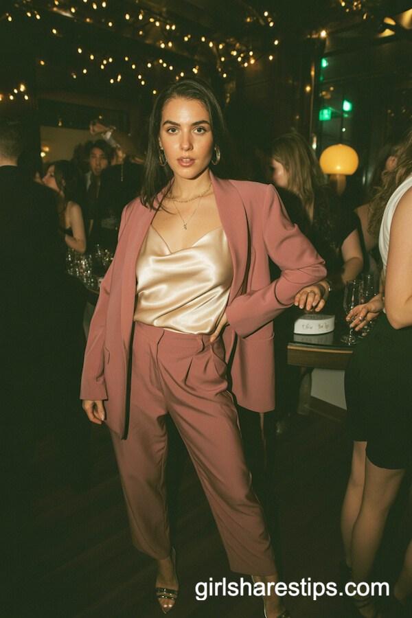 Cream Cami and Dusty Rose Blazer Look