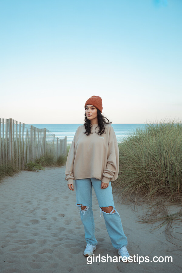 Oversized Sweatshirt & Ripped Jeans Relaxed Vibe