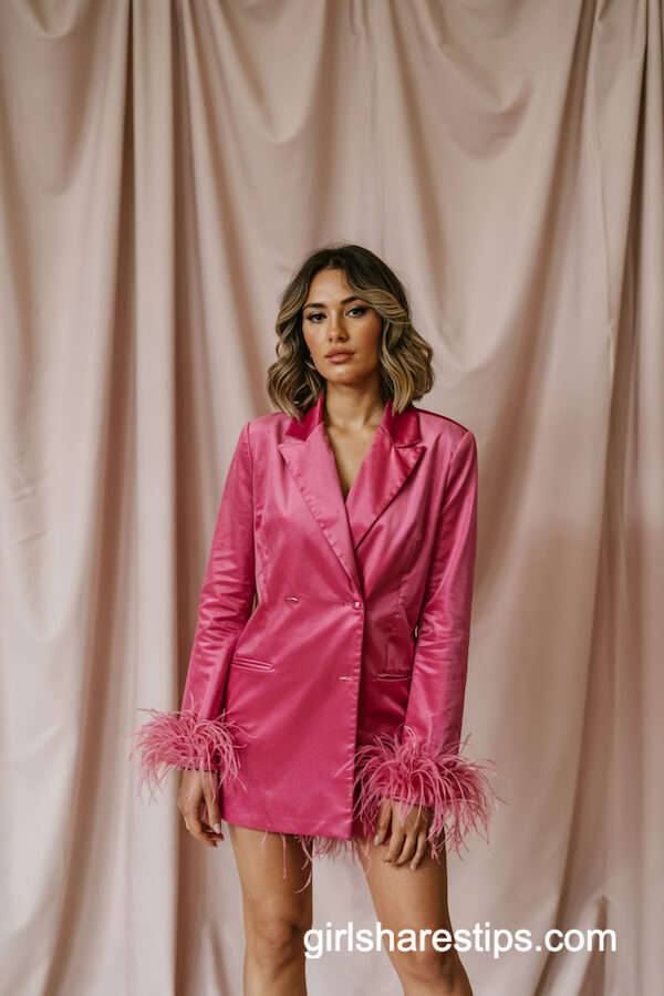 Hot Pink Velvet Blazer Dress