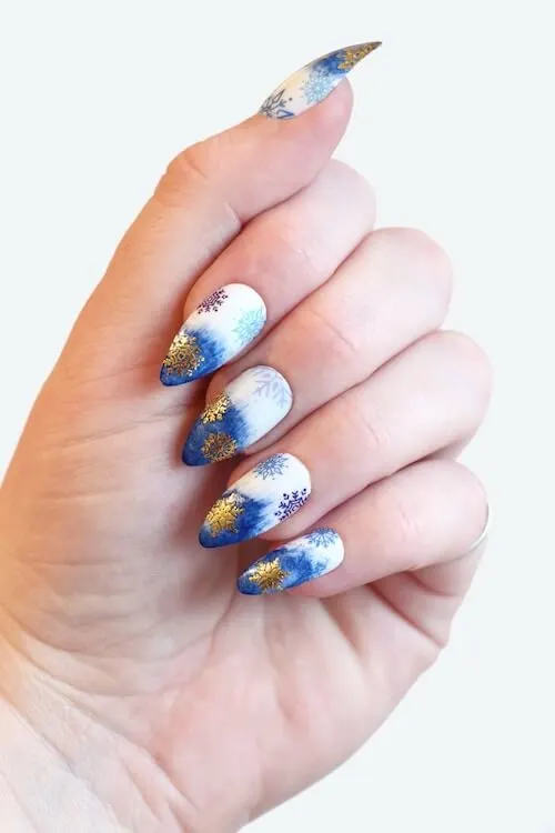 winter blue nail designs