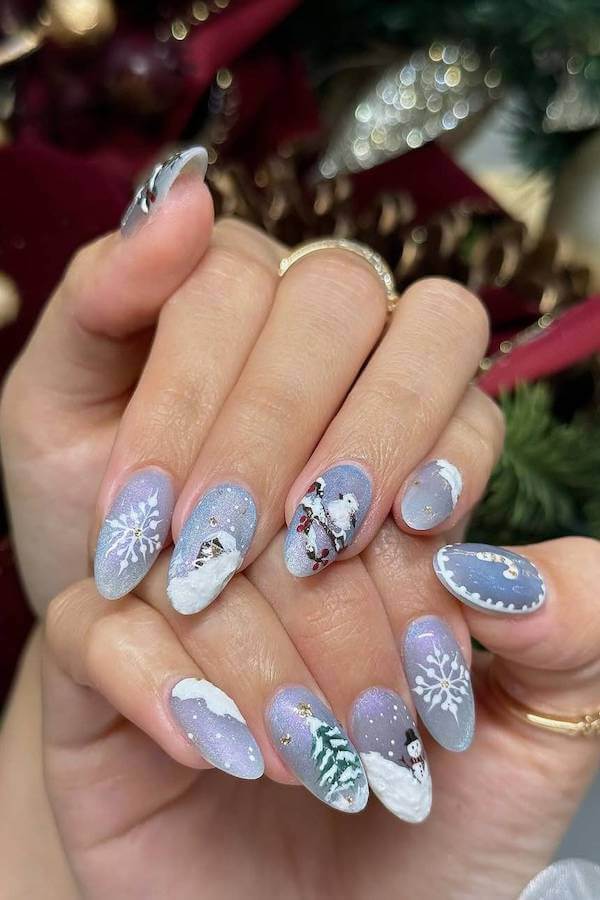 Winter Wonderland Cat Eye Nails