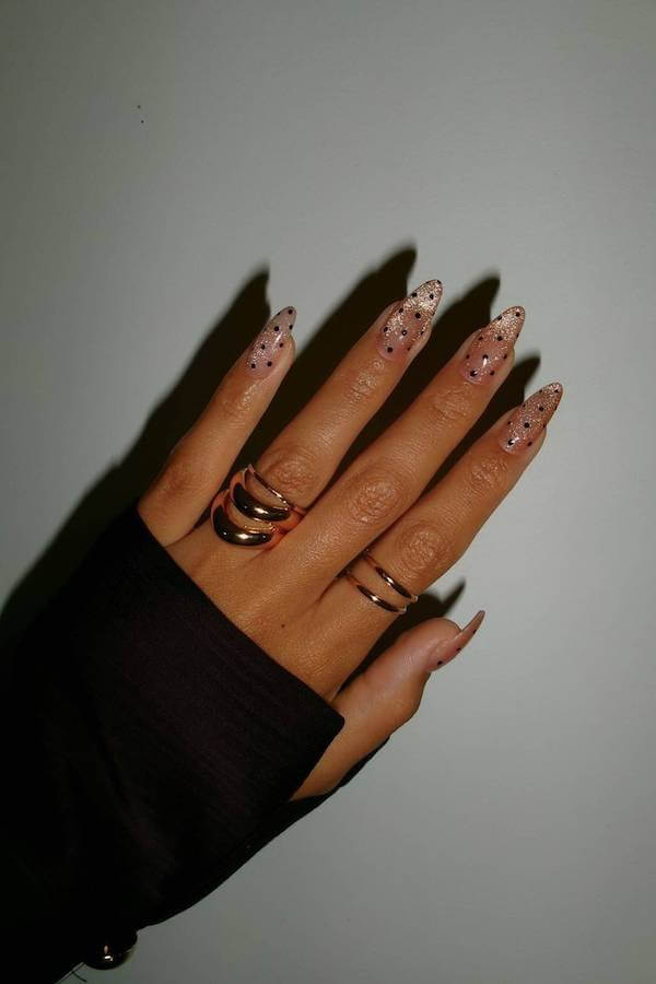 Nude Glitter Cat Eye Nails