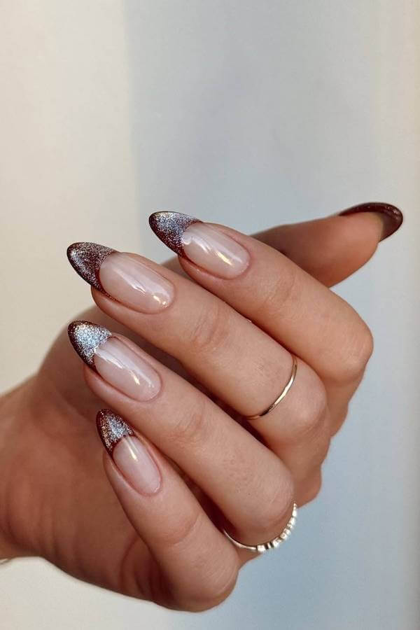 Silver French Cat Eye Nails