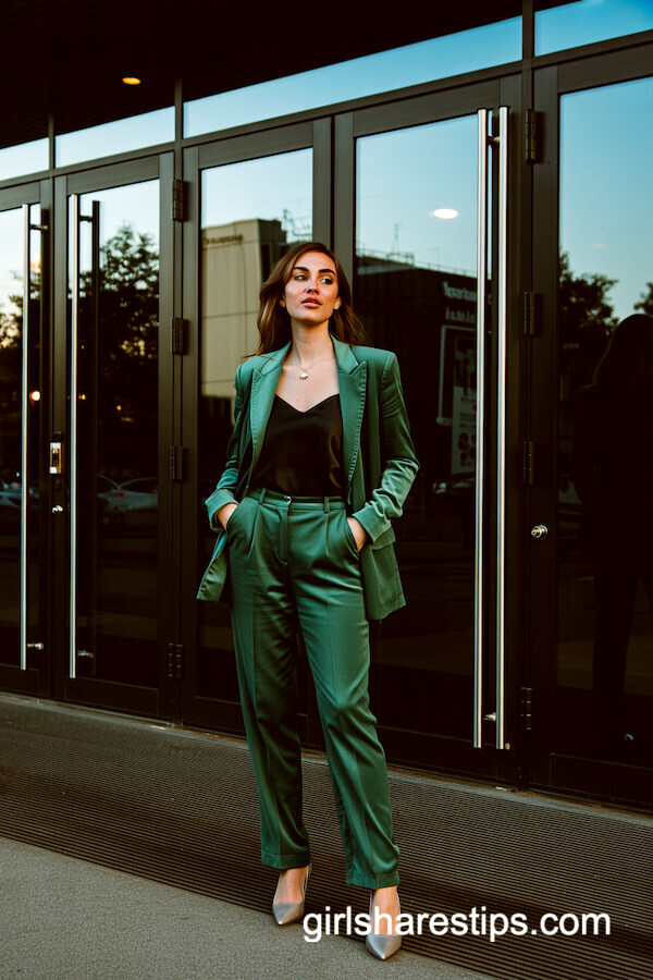 Emerald Velvet Suit & Cami Top