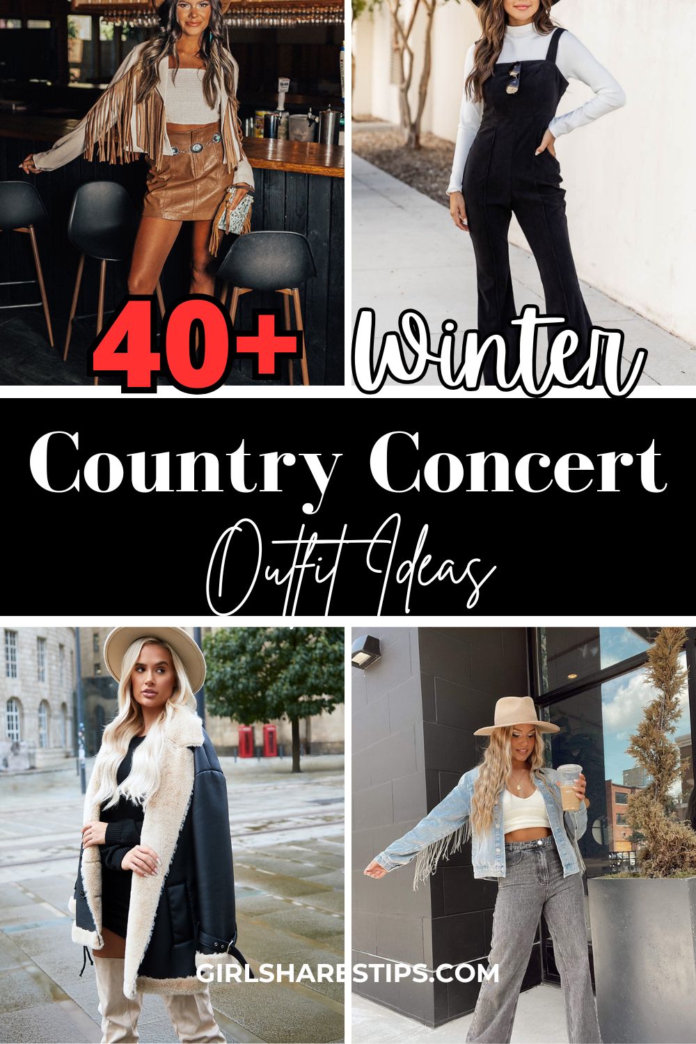winter country concert outfit ideas collage