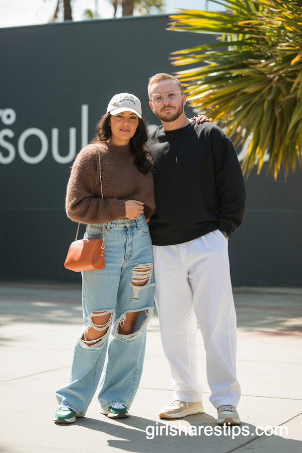 Ripped Jeans And Fuzzy Sweater Outfits